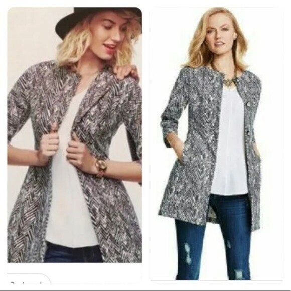 Cabi Women's Gray & White Zig Zag Zebra Ponte Knit Jacket Style #3034  XSmall - Picture 1 of 13